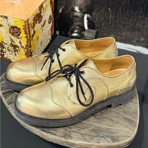John Fluevog Gold Oxford Shoes
